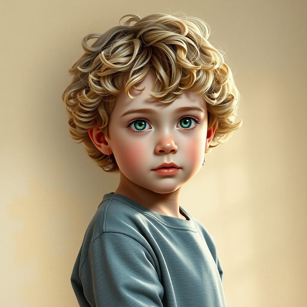 Delicate Portrait of a Young Boy in Triadic Colors