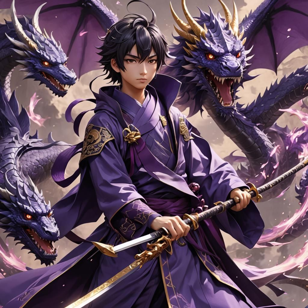 Boy with Dragon in Anime Style 3D Art