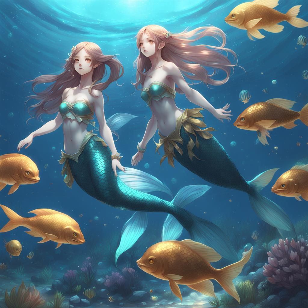 Anime Mermaids in 3D Style