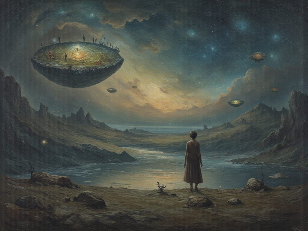 Surreal Ethereal Landscape with Floating Islands