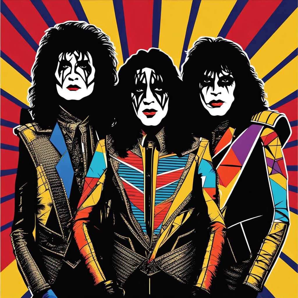 Kiss Rock Band in Pop Art Style