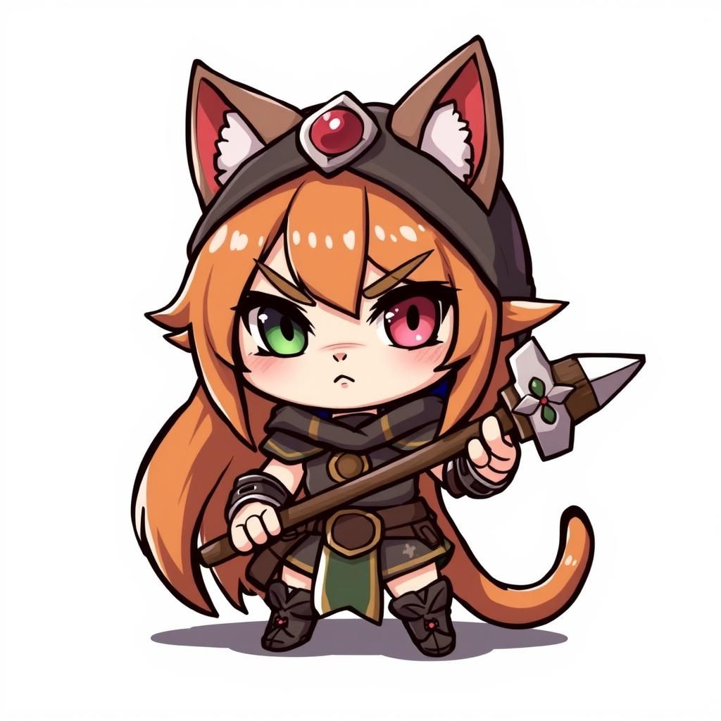 Chibi Barbarian Cat Girl Illustration