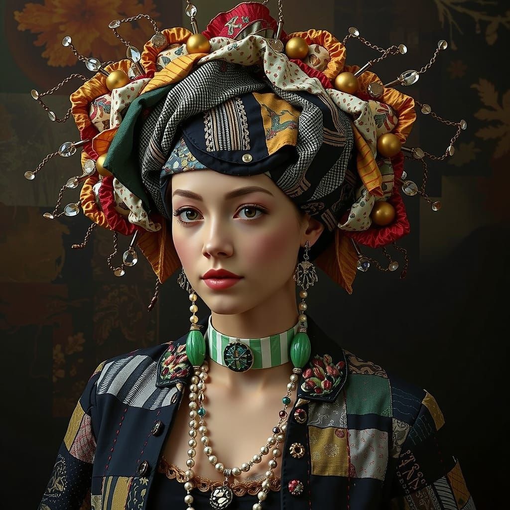 Beautiful 3D Face in Patchwork Style