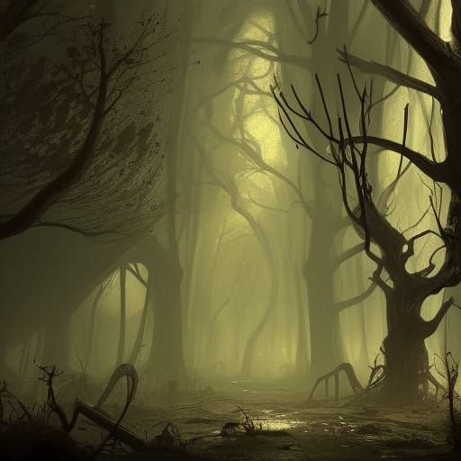 Forbidden abandoned creepy forest