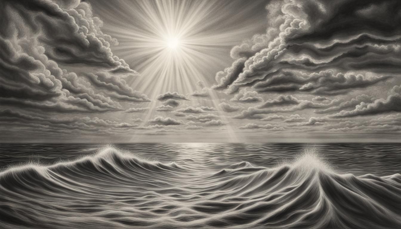 Surreal Charcoal Drawing: Time's Passage in Abstract Art