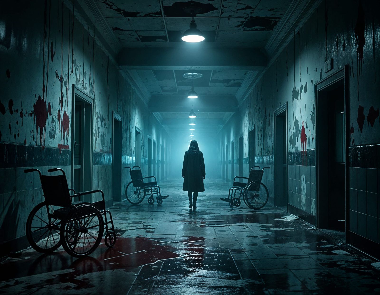 Eerie Horror Scene in Abandoned Asylum