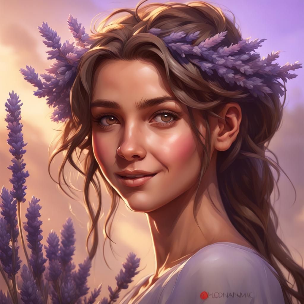 Teenage Girl Portrait with Lavender Flowers