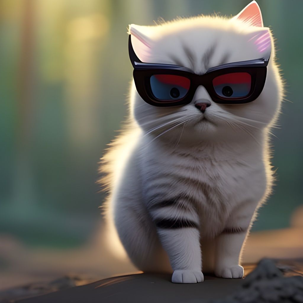 Chibi Kitten in Sunglasses: 3D Animated Style