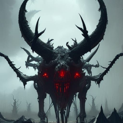 Horned Blood Skeleton: Dark Fantasy Masterpiece