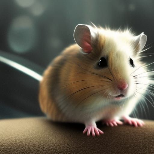 Adorable Fluffy Hamster in Digital Matte Painting