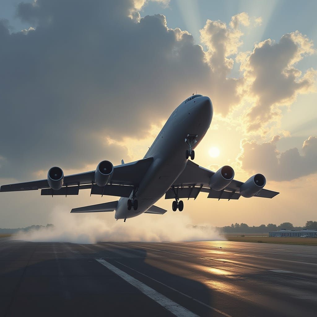 KC-135 Stratotanker Takes Off in Dramatic Fashion