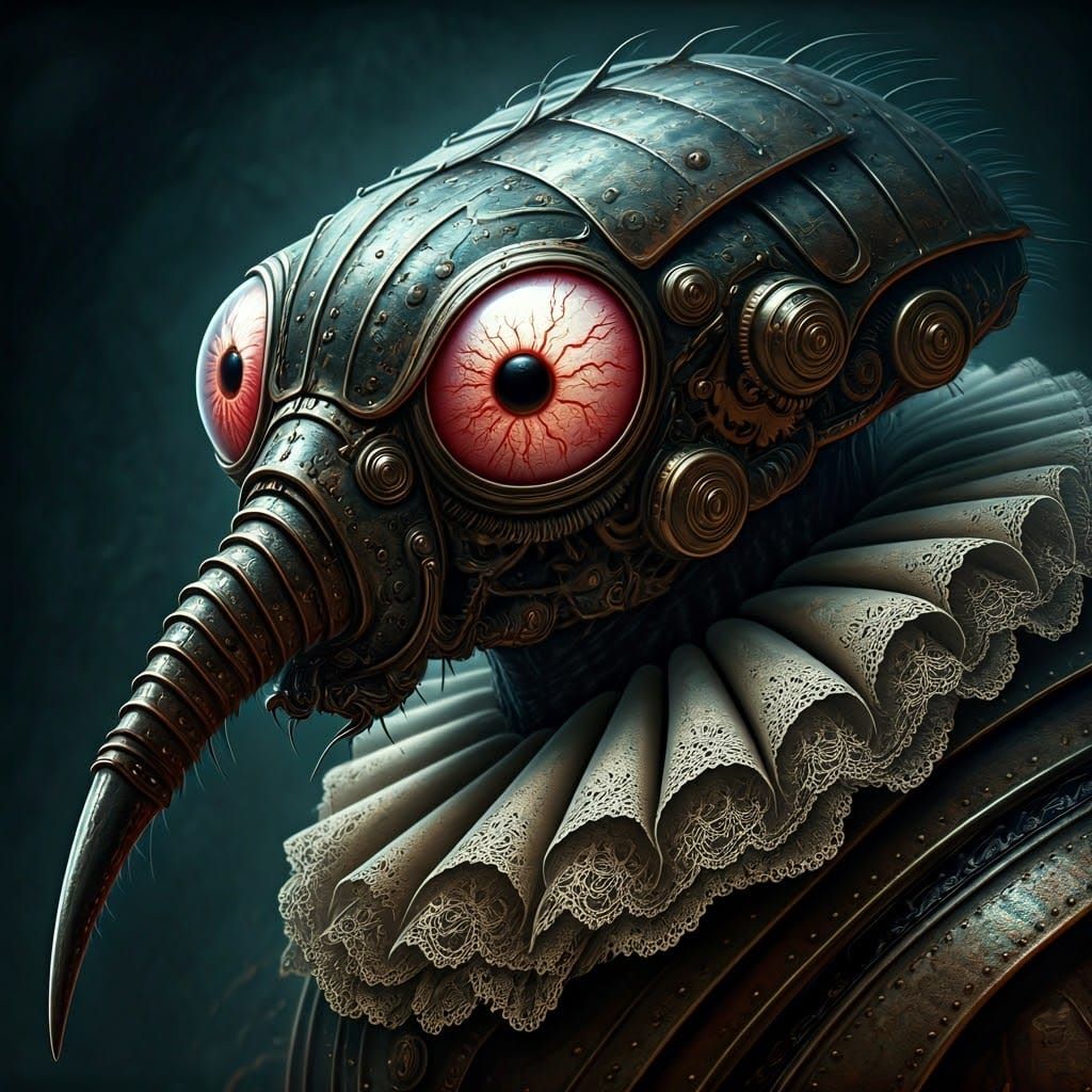 Biomechanical Horror with Clockwork Exoskeleton and Steampun...