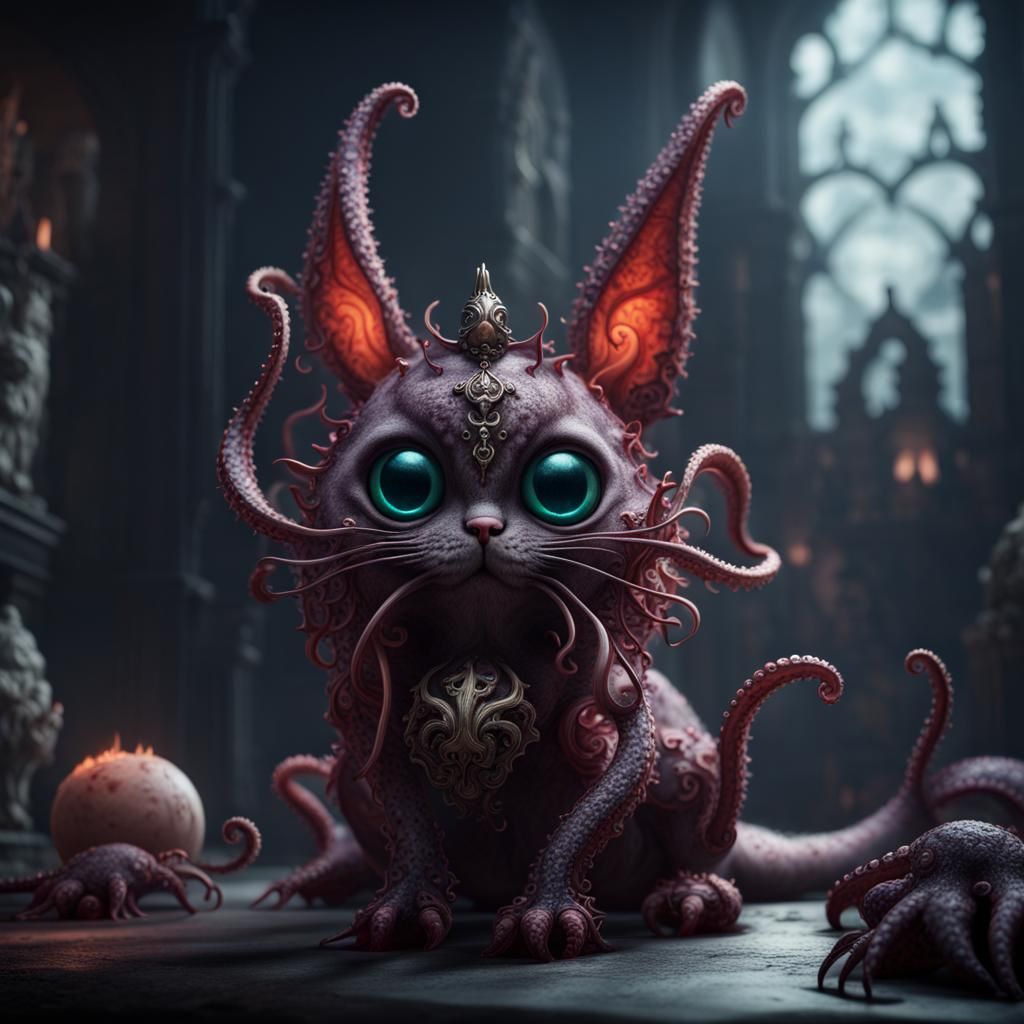 Gothic Octopus Cat Bunny Hybrid Creature