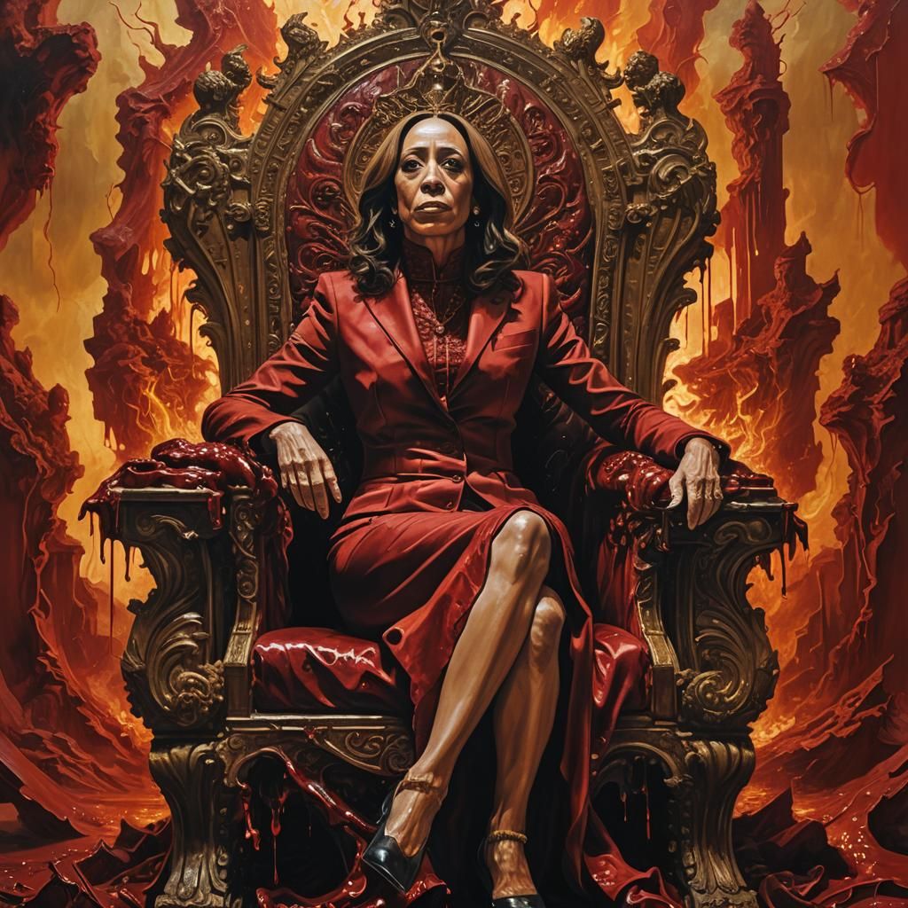 Surrealist Portrait of Woman on Melting Throne