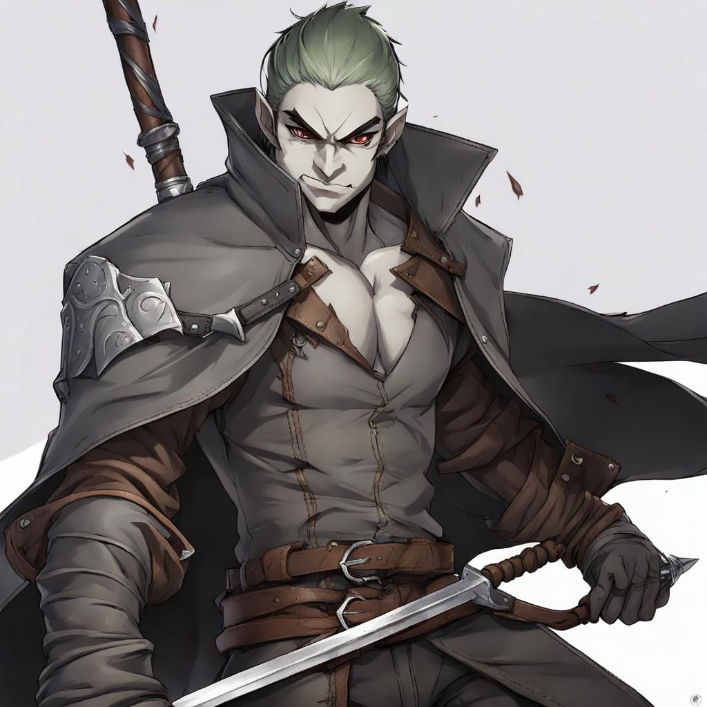 Half-Orc Rogue with Rapier in Anime Art Style