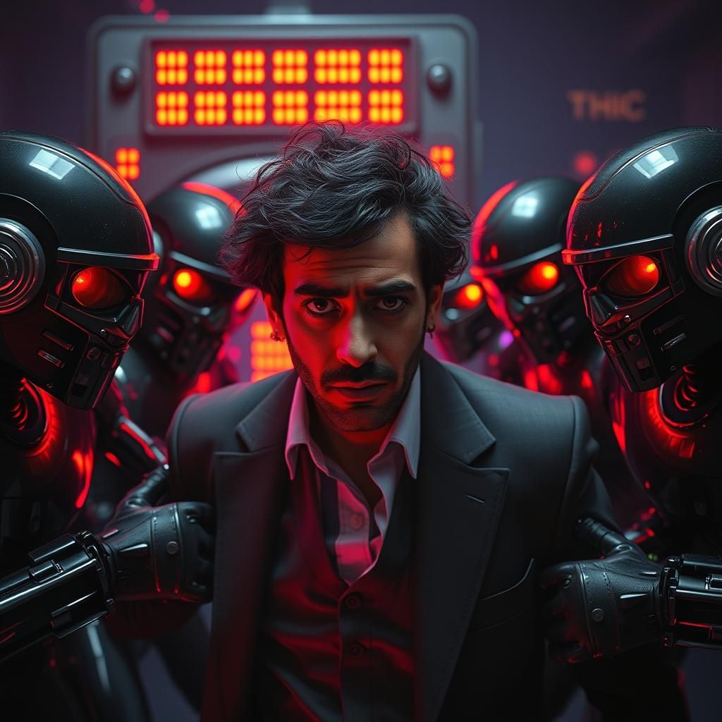 Dystopian Retro-Futurism: Man Dragged by Robots to Memory Ma...