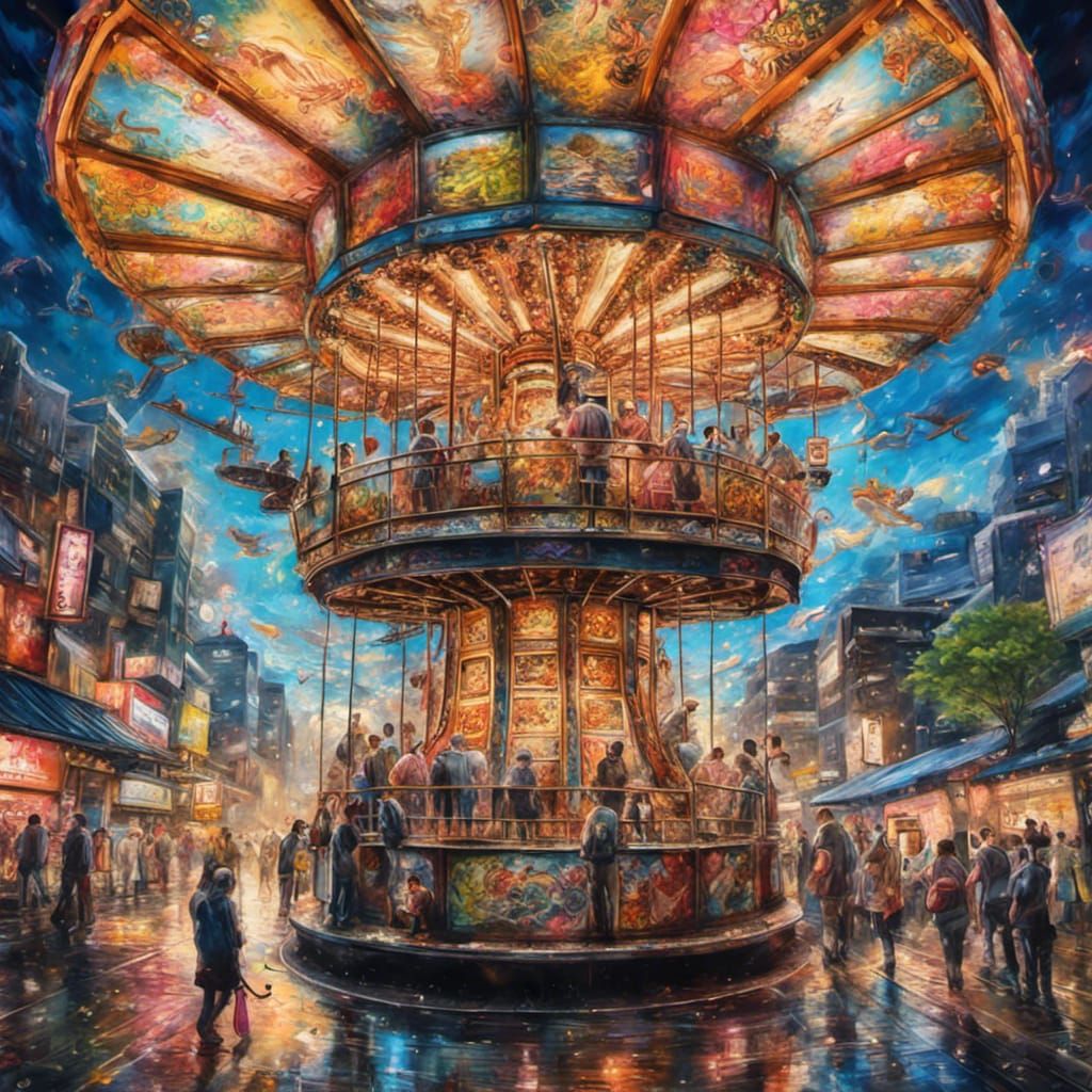 Sky Carousel in Japan: Detailed Graffiti Art
