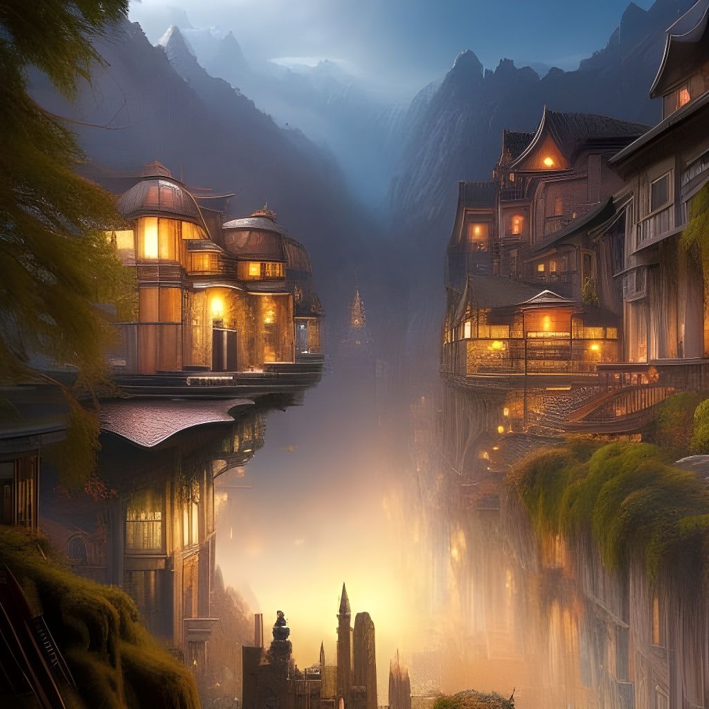 Ancient City of Waterfalls: Digital Art