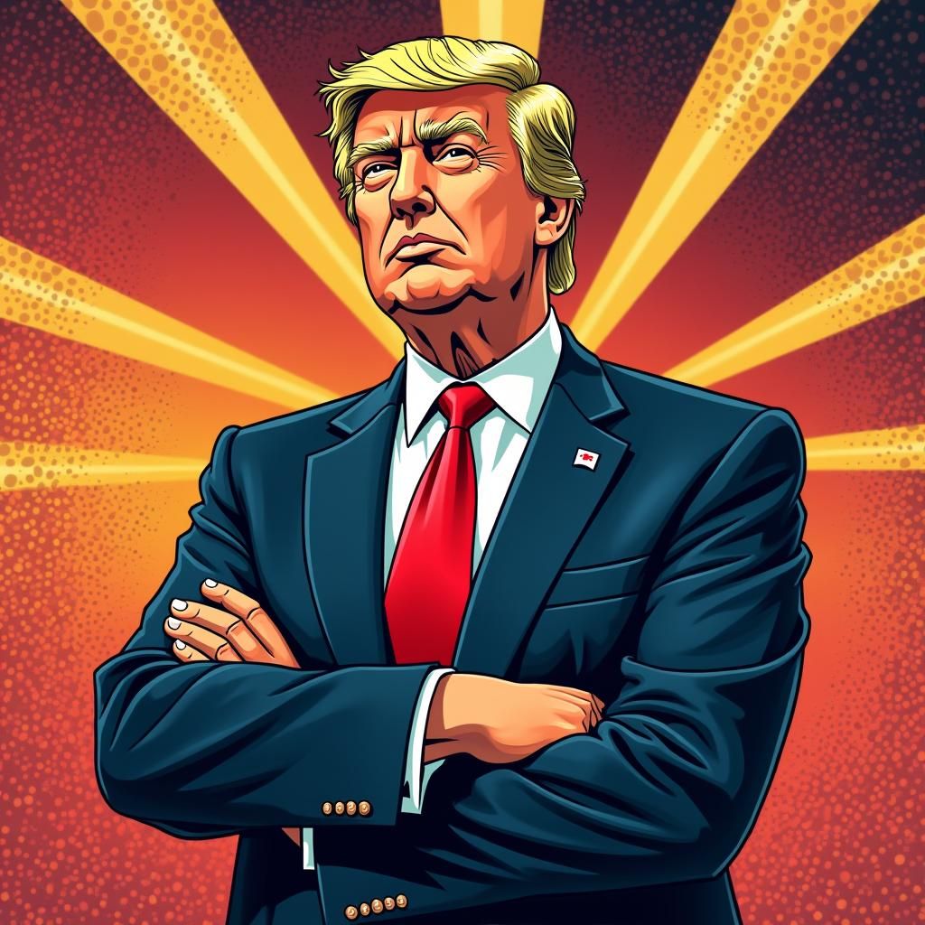 Donald Trump Cartoon Vector Art in Bold Graphic Style