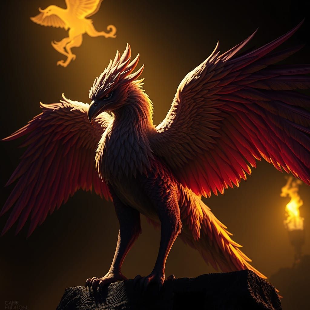 Regal Gryphon in Dark Fantasy Realm