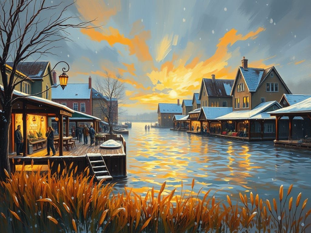 Impressionist Market Square in Snow