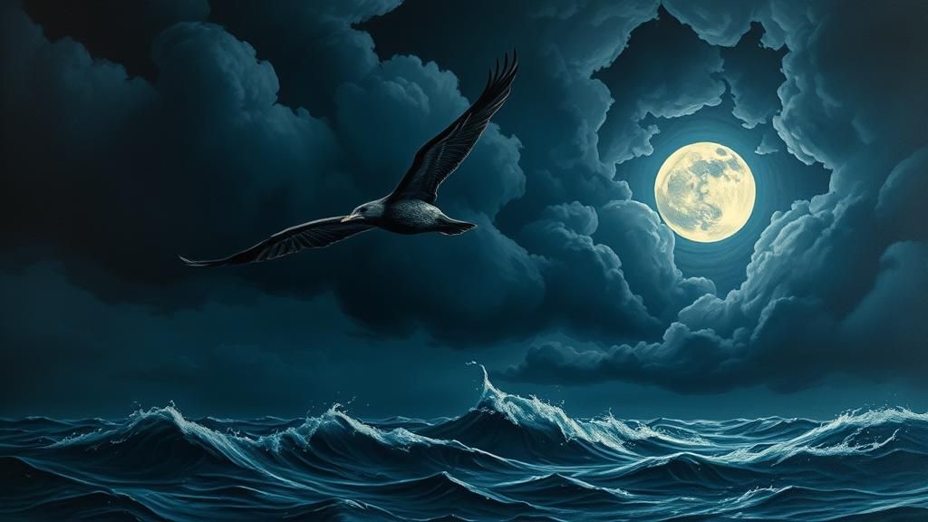 Frigate Bird Soaring in Stormy Surrealism