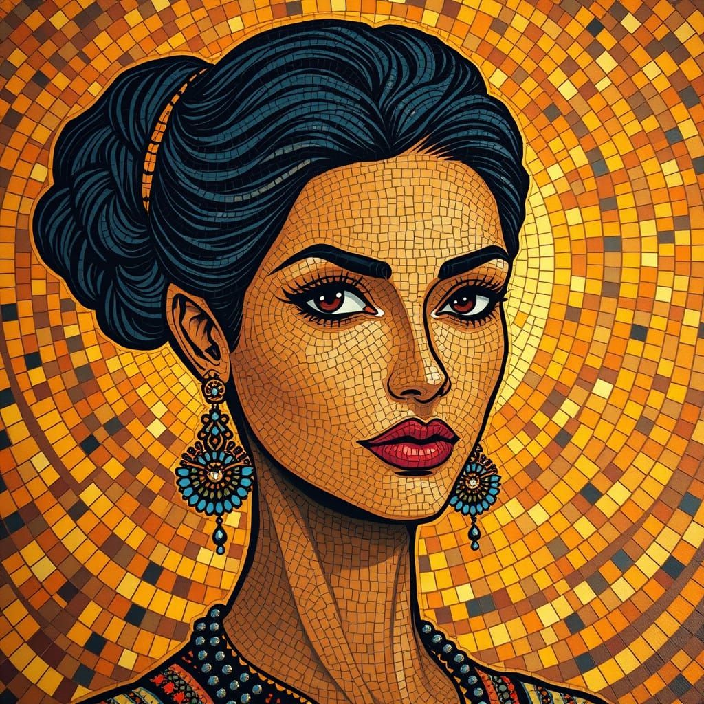 Elegant Ancient Mosaic Portrait