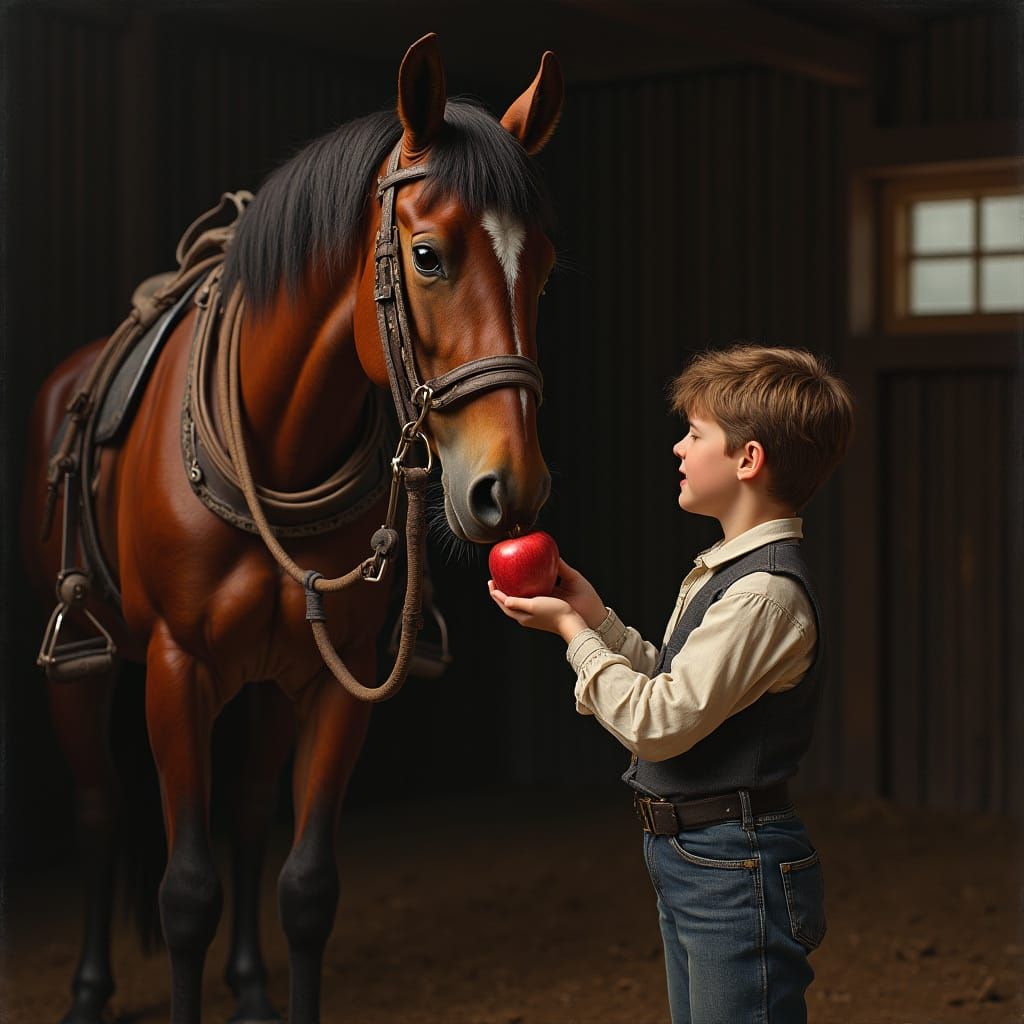 Elegant Draft Horse Portrait in a Warm Barn Setting