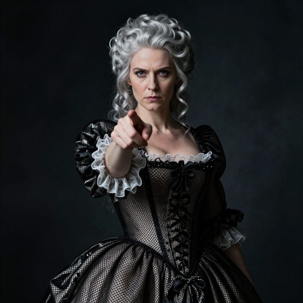 Noblewoman Commands Viewer in Baroque Painting Style