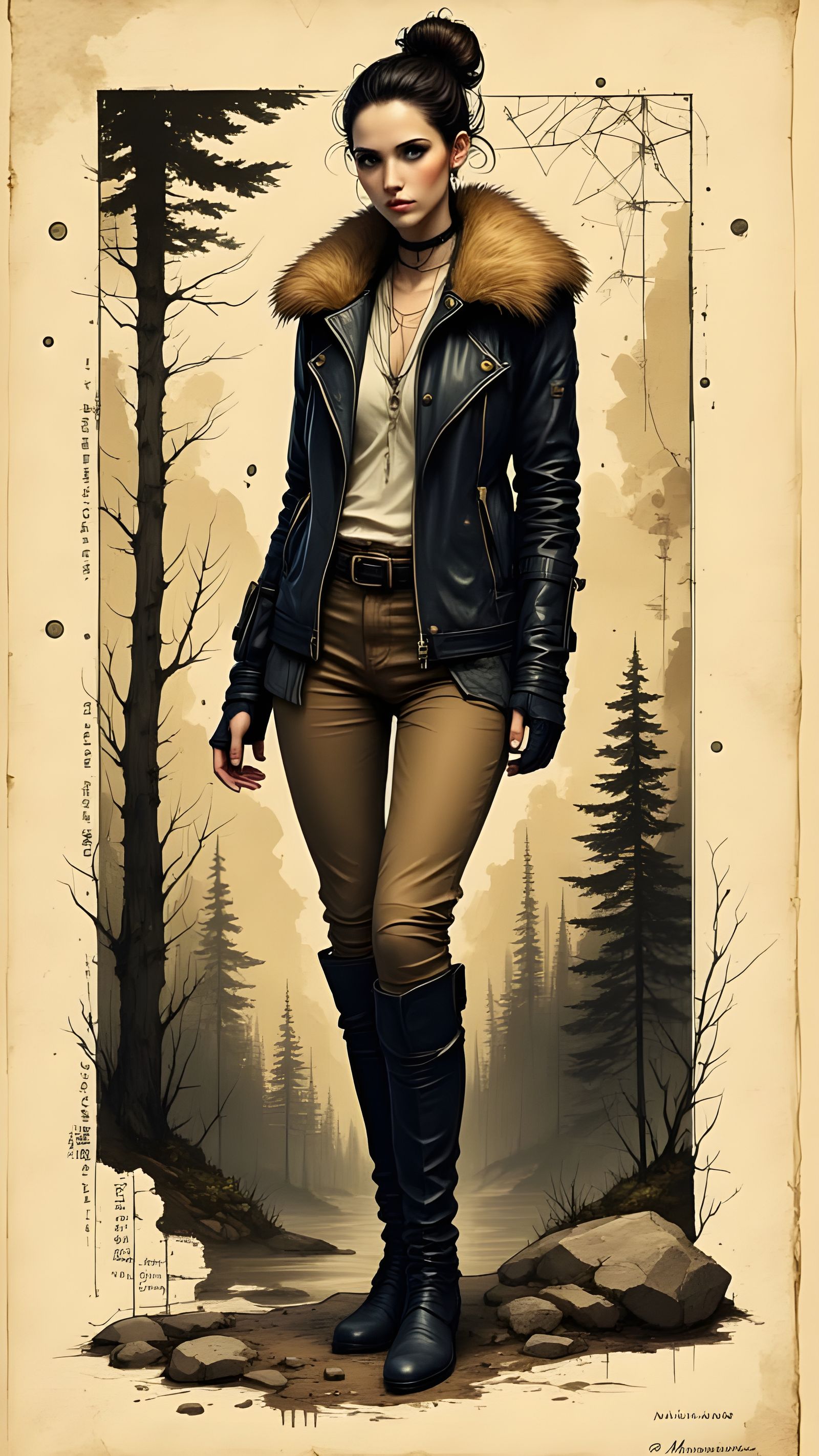 Cubist Woman in Leather Jacket