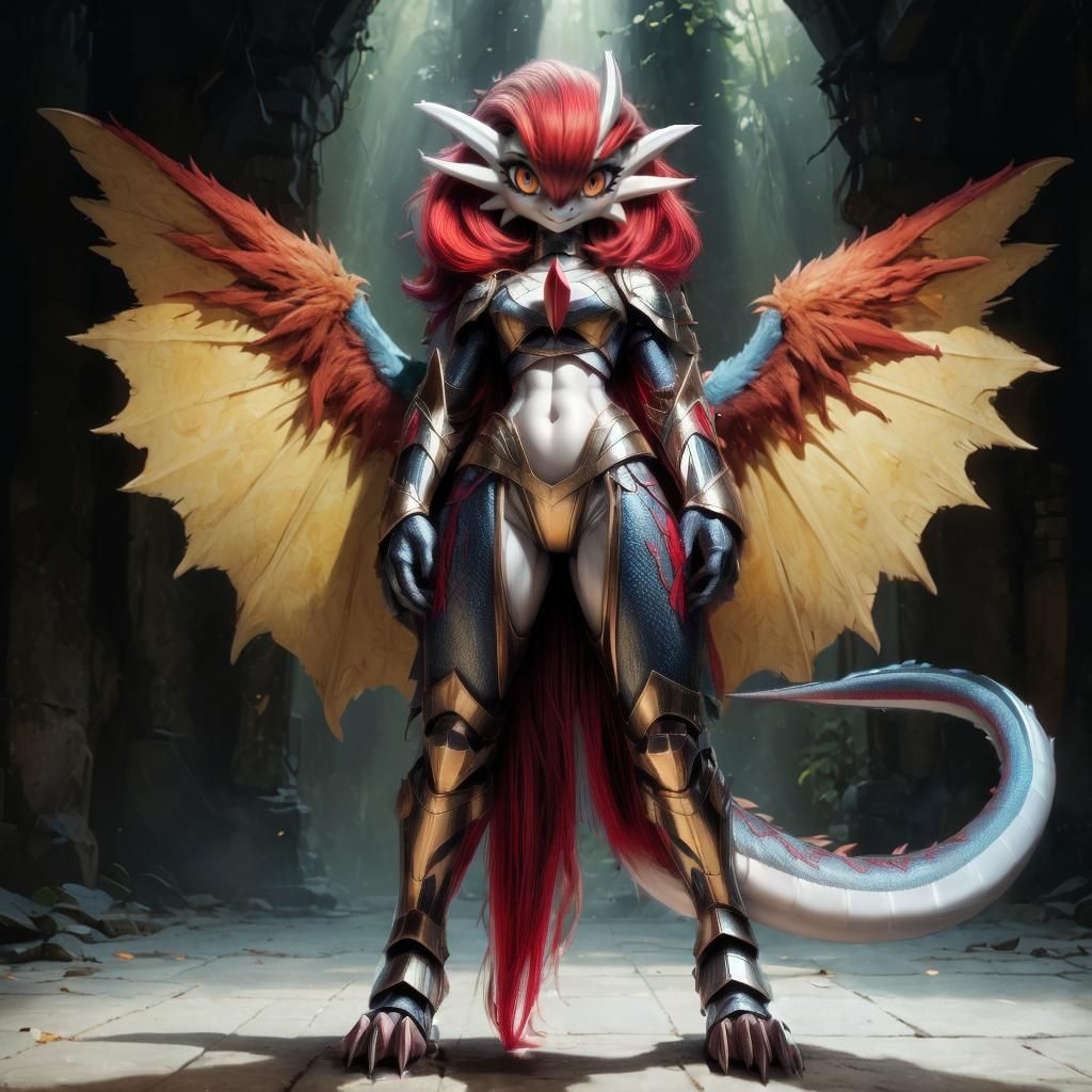 Anime Anthro Dragon Portrait in 3D