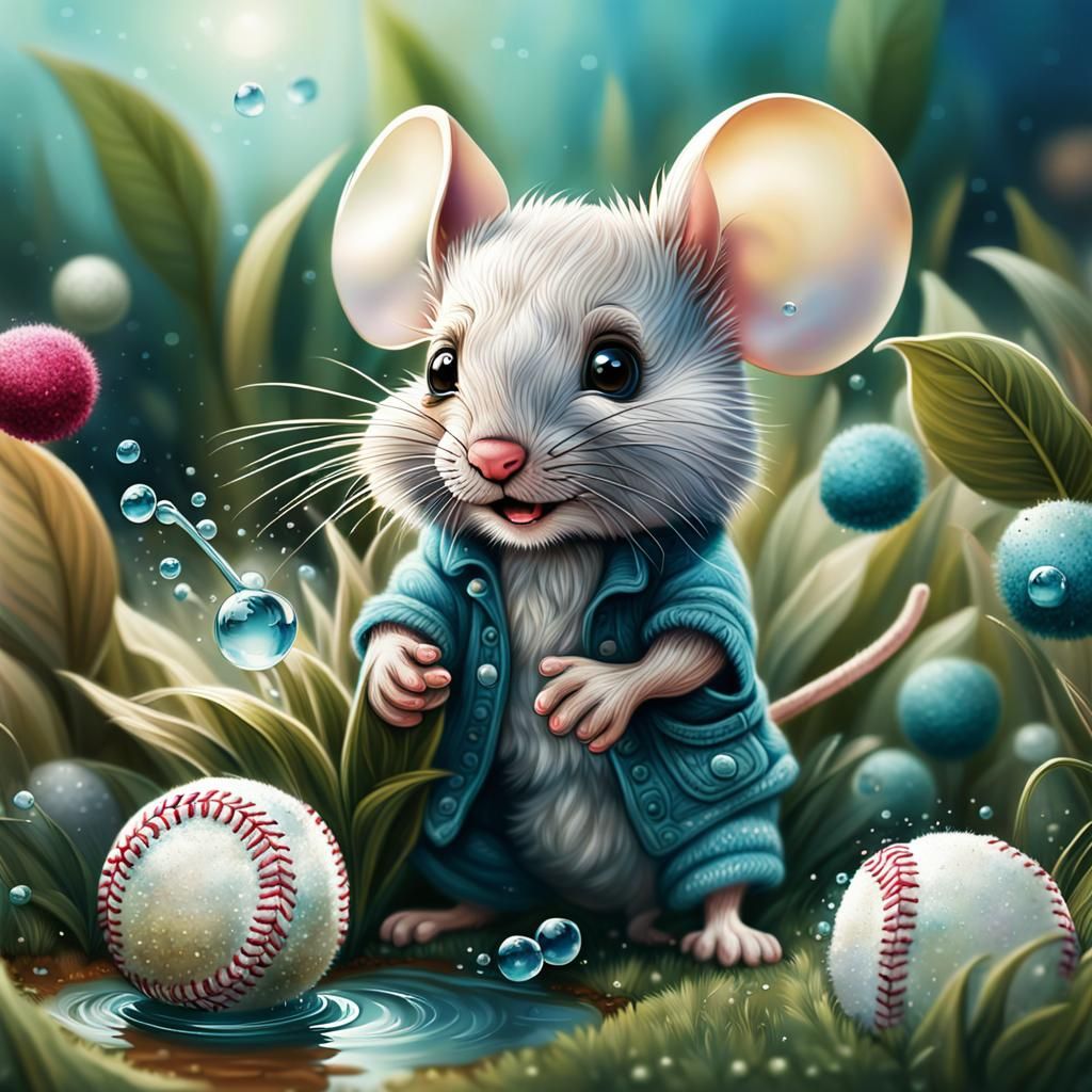 Abstract Baseball Game with Baby Mouse