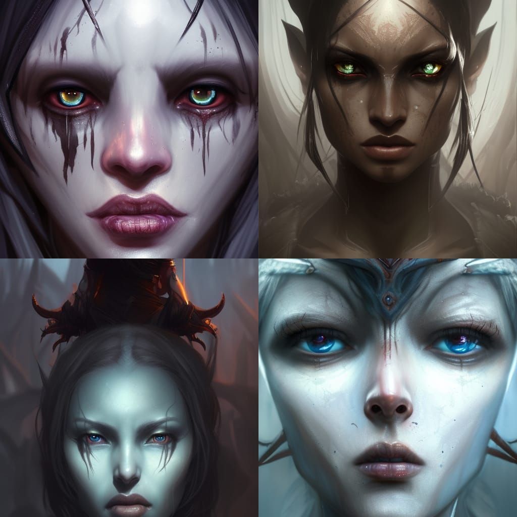 Dark Elf Face in Hyperdetailed Dark Fantasy Art
