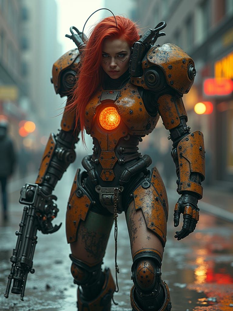 Neo-Punk Warrior Merges With Biomechanical Symbiont