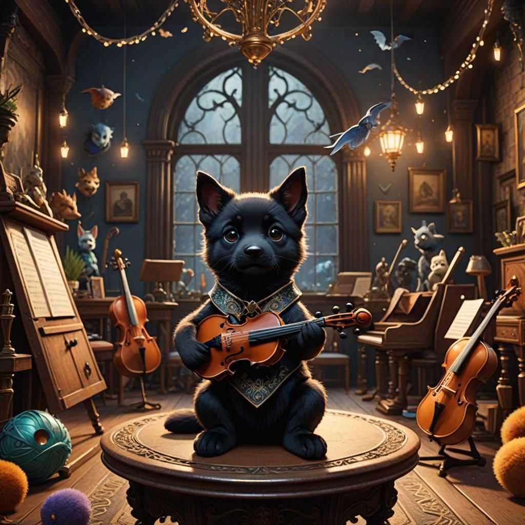 Whimsical Animal Orchestra in Cozy Living Room