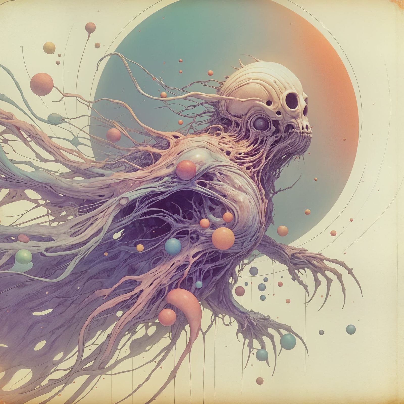 Melting Skeleton Monster in Liminal Collage