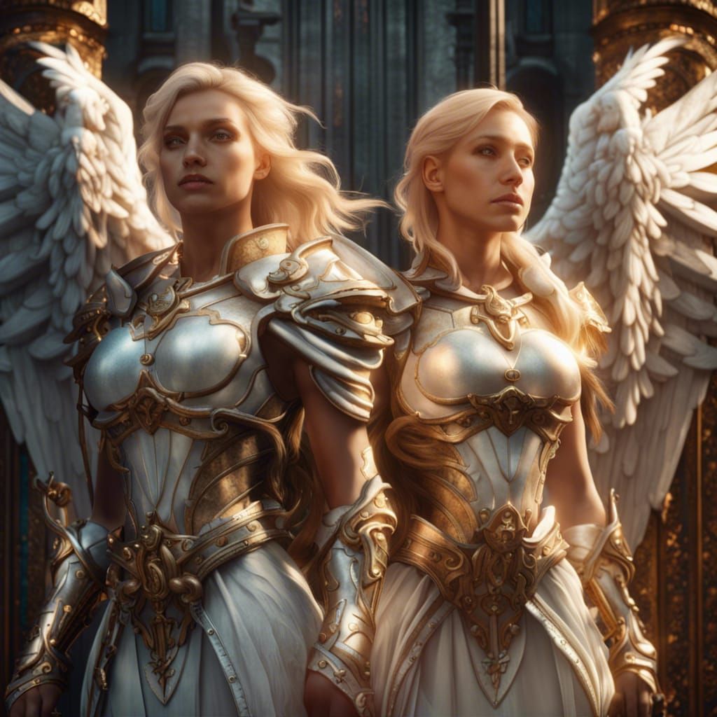 Angelic Guardians at Heaven's Gate: Fantasy Concept Art