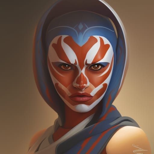Ahsoka Tano Portrait in Artgerm and WLOP Style