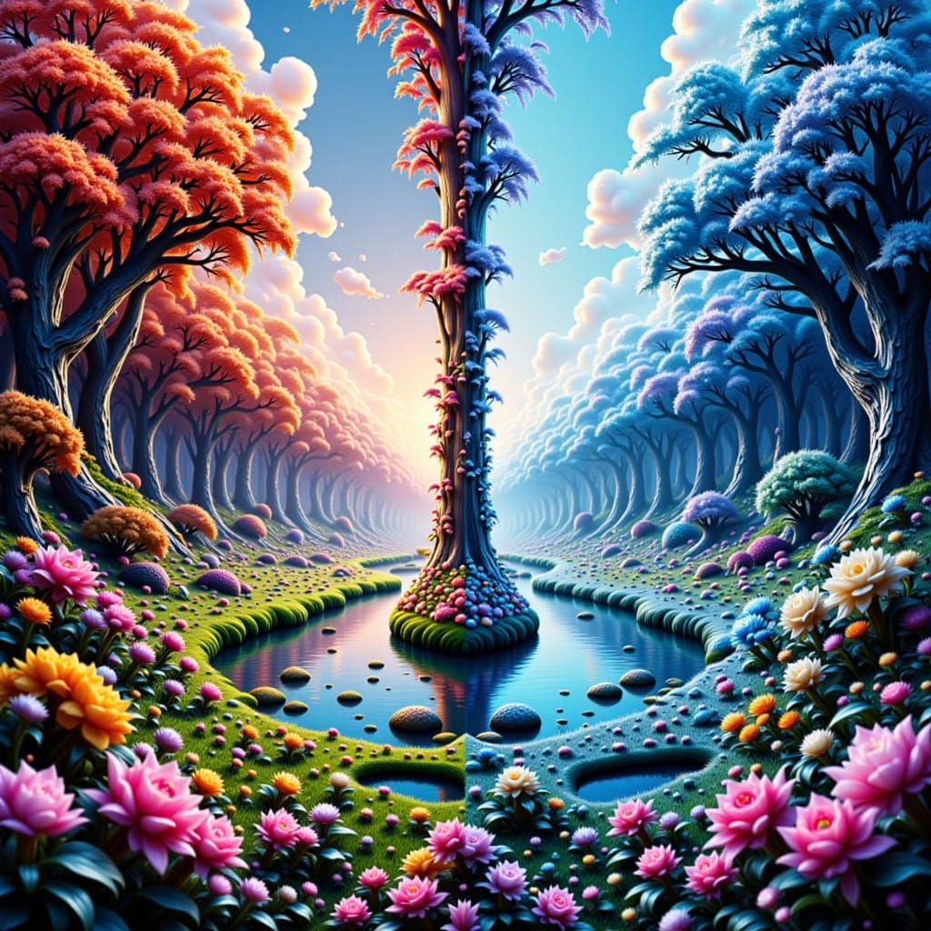 Kaleidoscope Split: Worlds Collide in Surreal Artistry