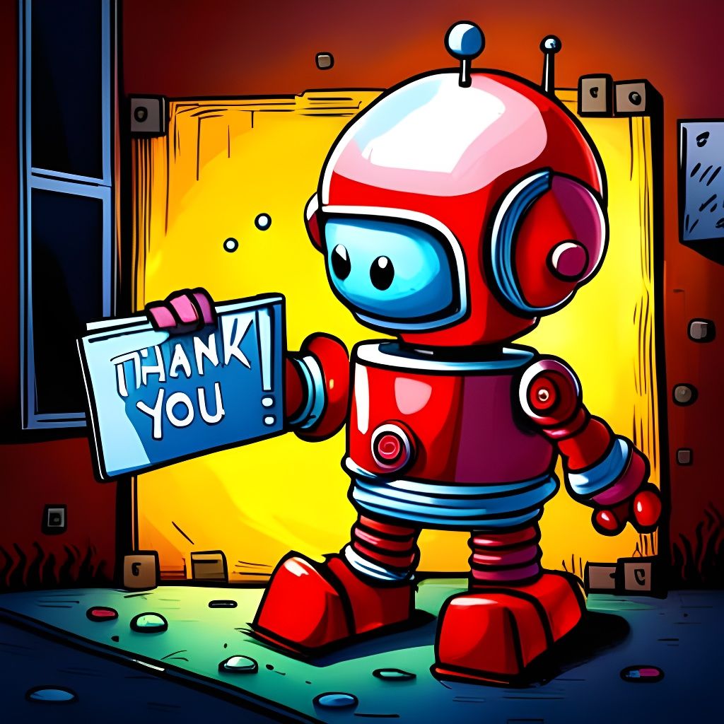 Cute Robot Graffiti Art Thank You Sign