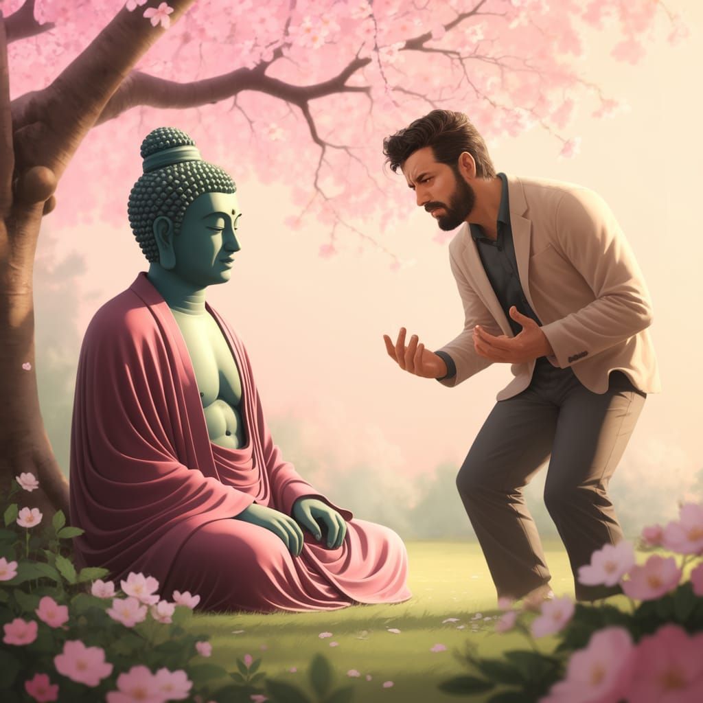 Buddha Under Cherry Blossoms