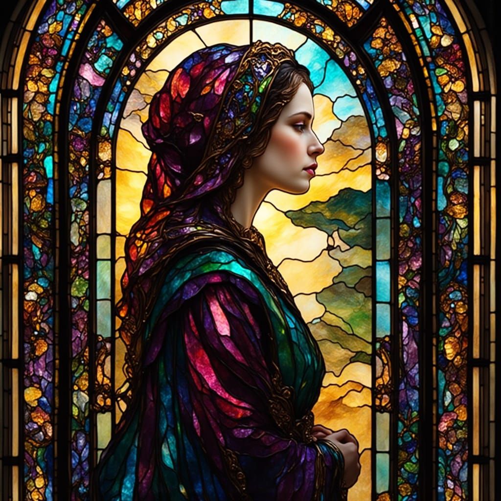 Sorrowful Handmaid in Gothic Cathedral