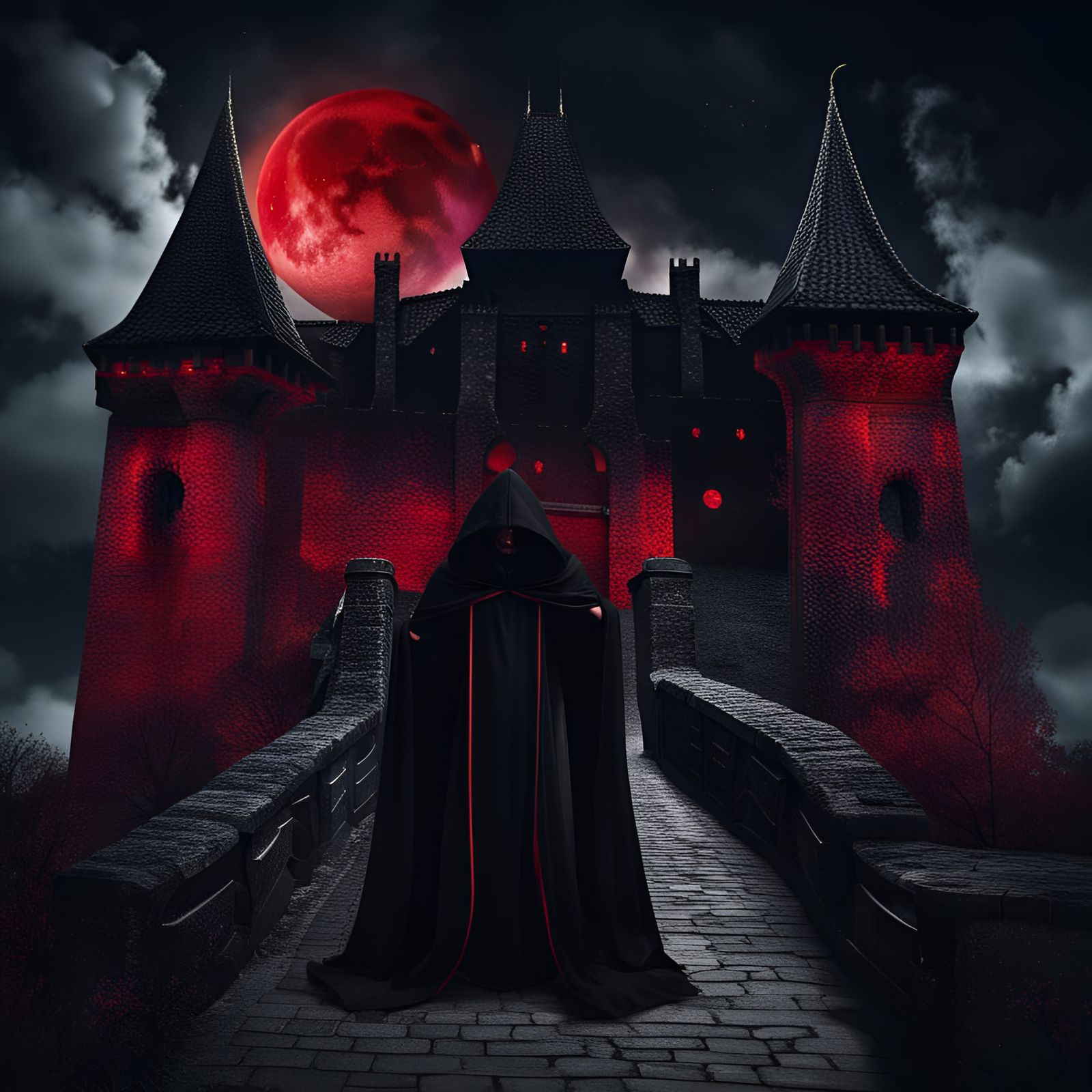 Black Stone Castle Dracula with Evil Sorcerer