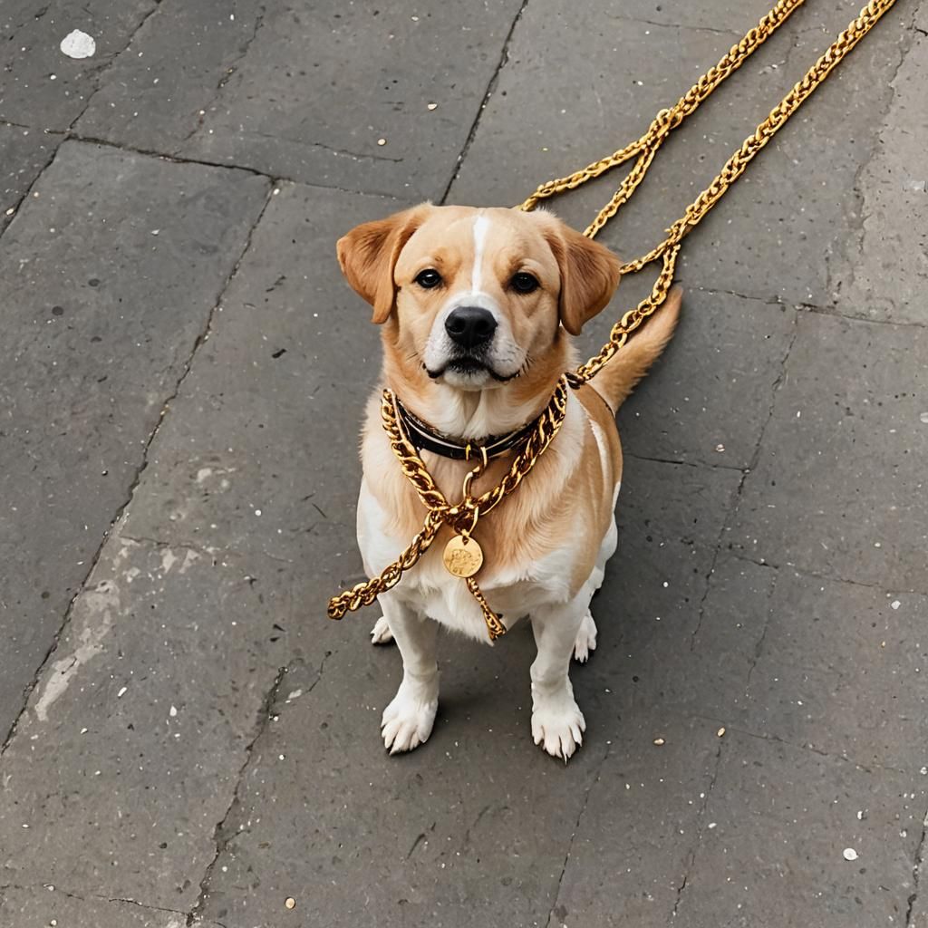 Dog Portrait with Gold Chain