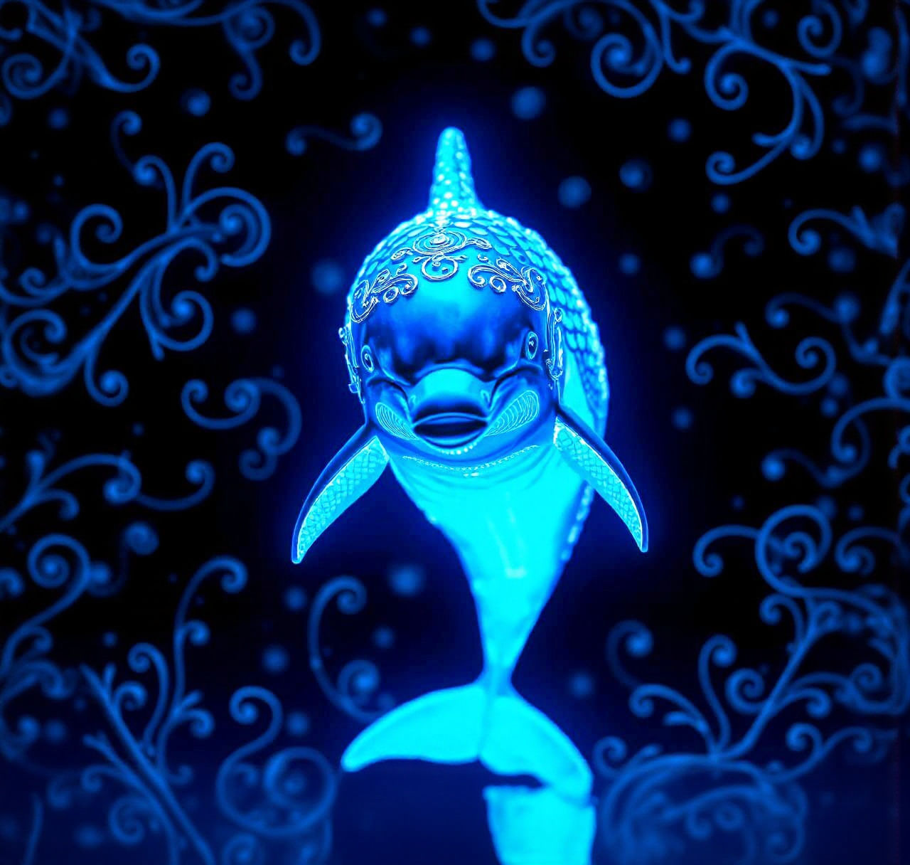 Bioluminescent Dolphin with Filigree Design