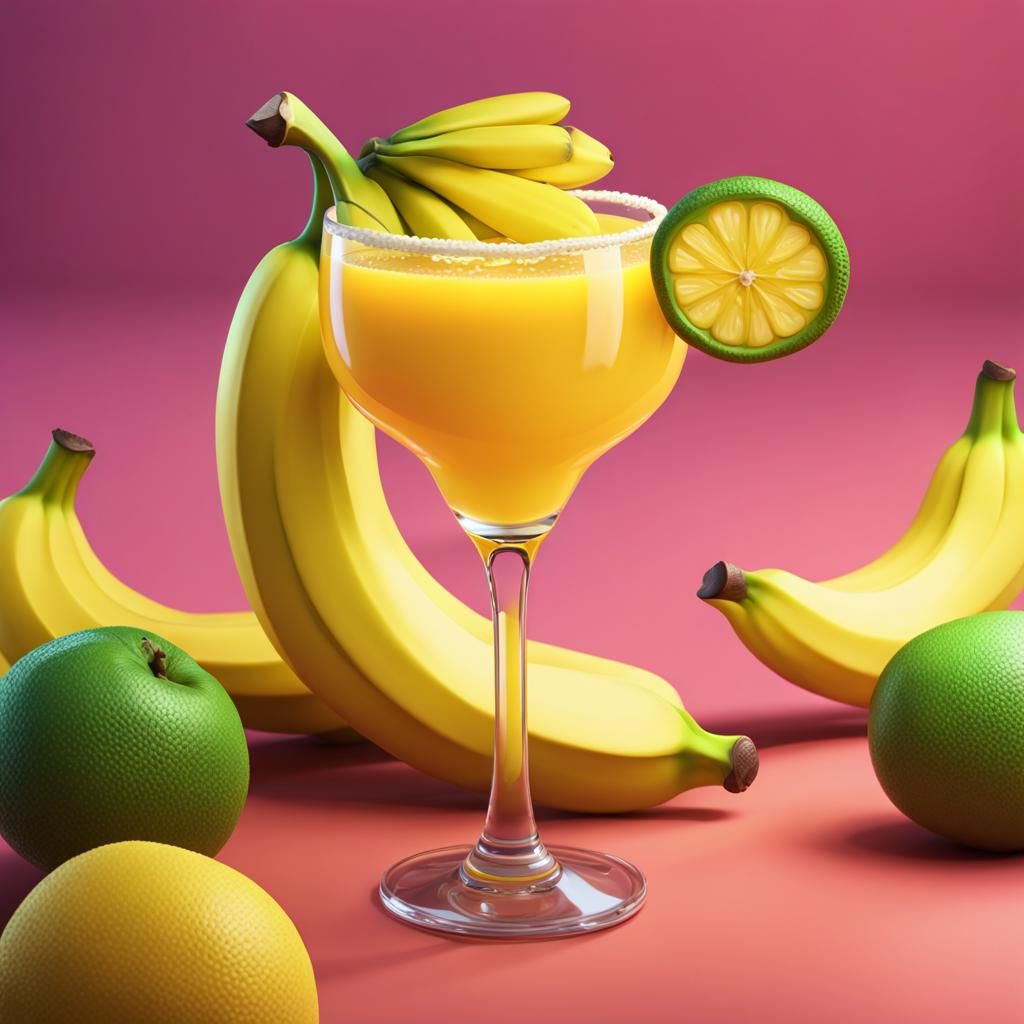 Cartoon Banana Margarita: 3D Digital Art