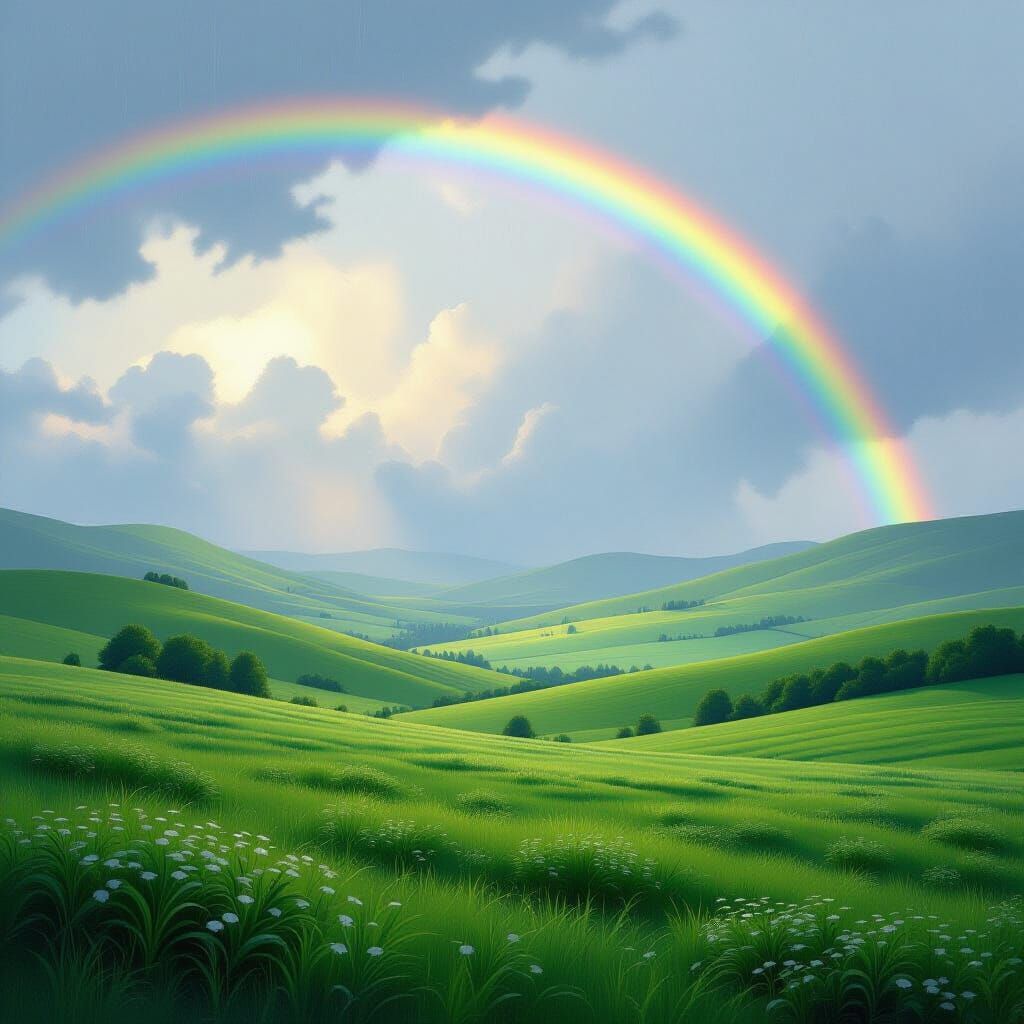 Rainbow Serenity: Landscape After a Storm