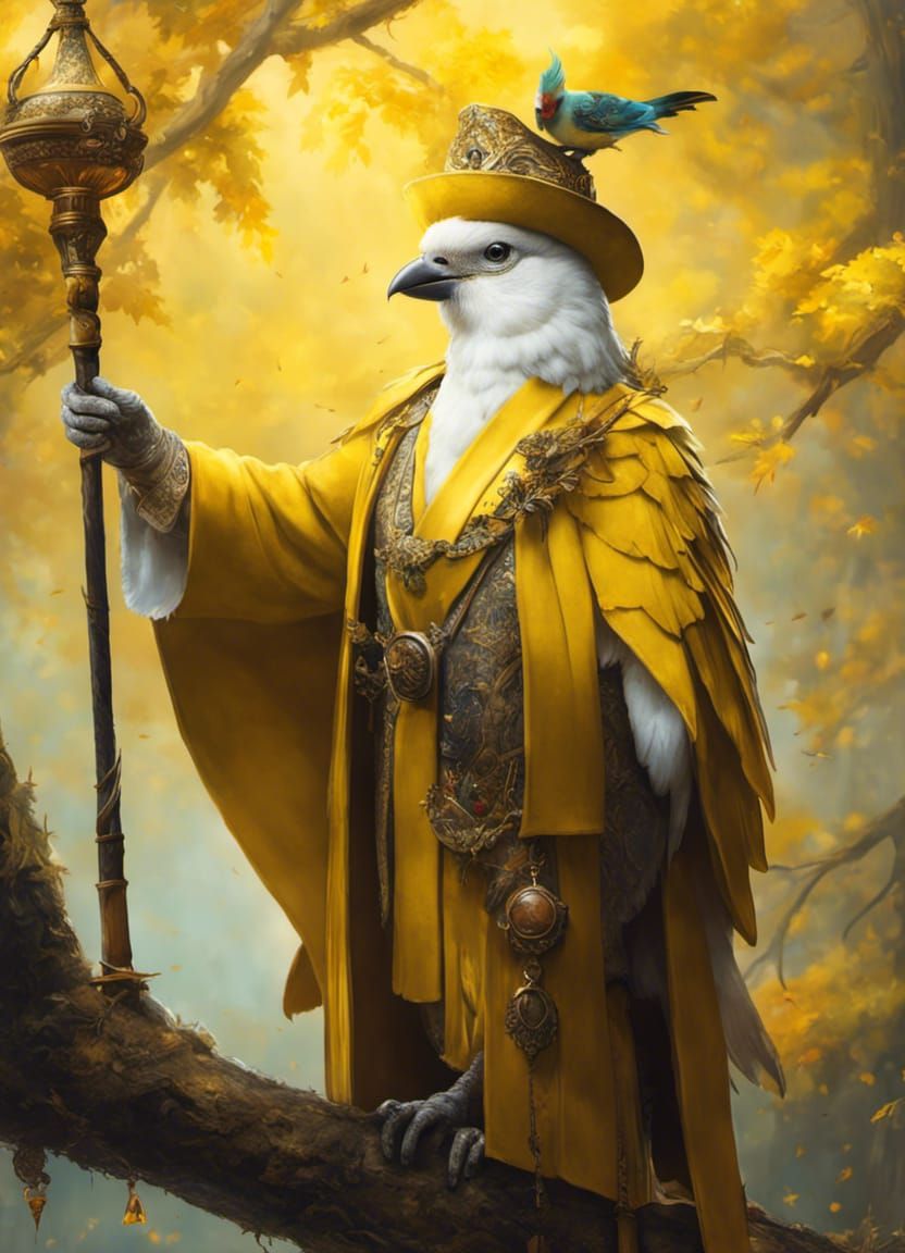 Magical Cockatiel Wizard Portrait in Hyperdetailed Style
