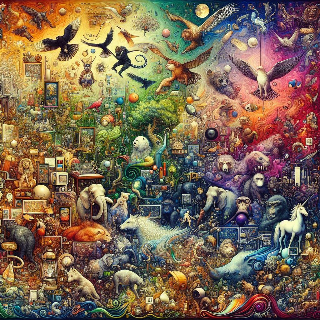 Harmonious Chaos: Diverse Objects and Mythical Creatures
