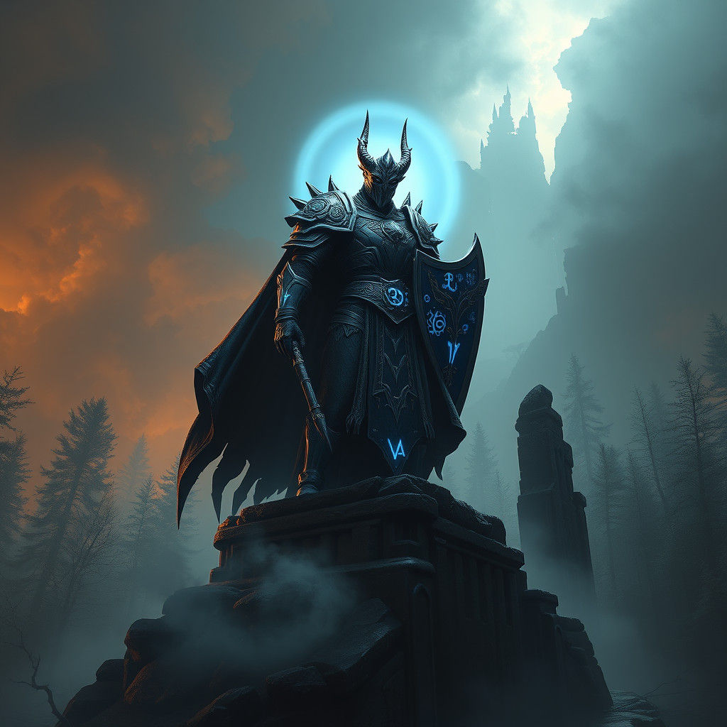 Drow Paladin in Mystical Ruins: Matte Painting